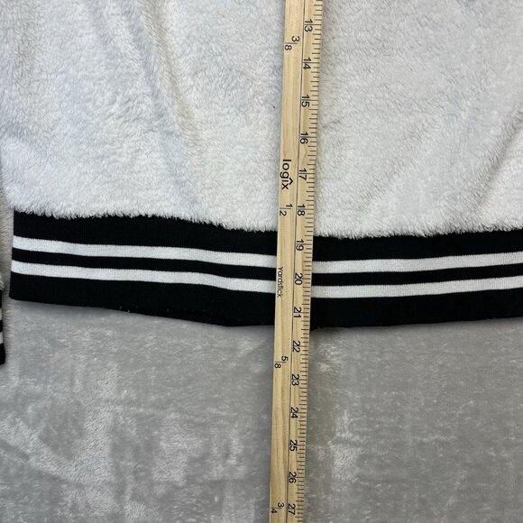 Retro varsity bomber jacket‎ by Miss Chievous, fluffy bright white fuzzy fleece - Picture 8 of 8